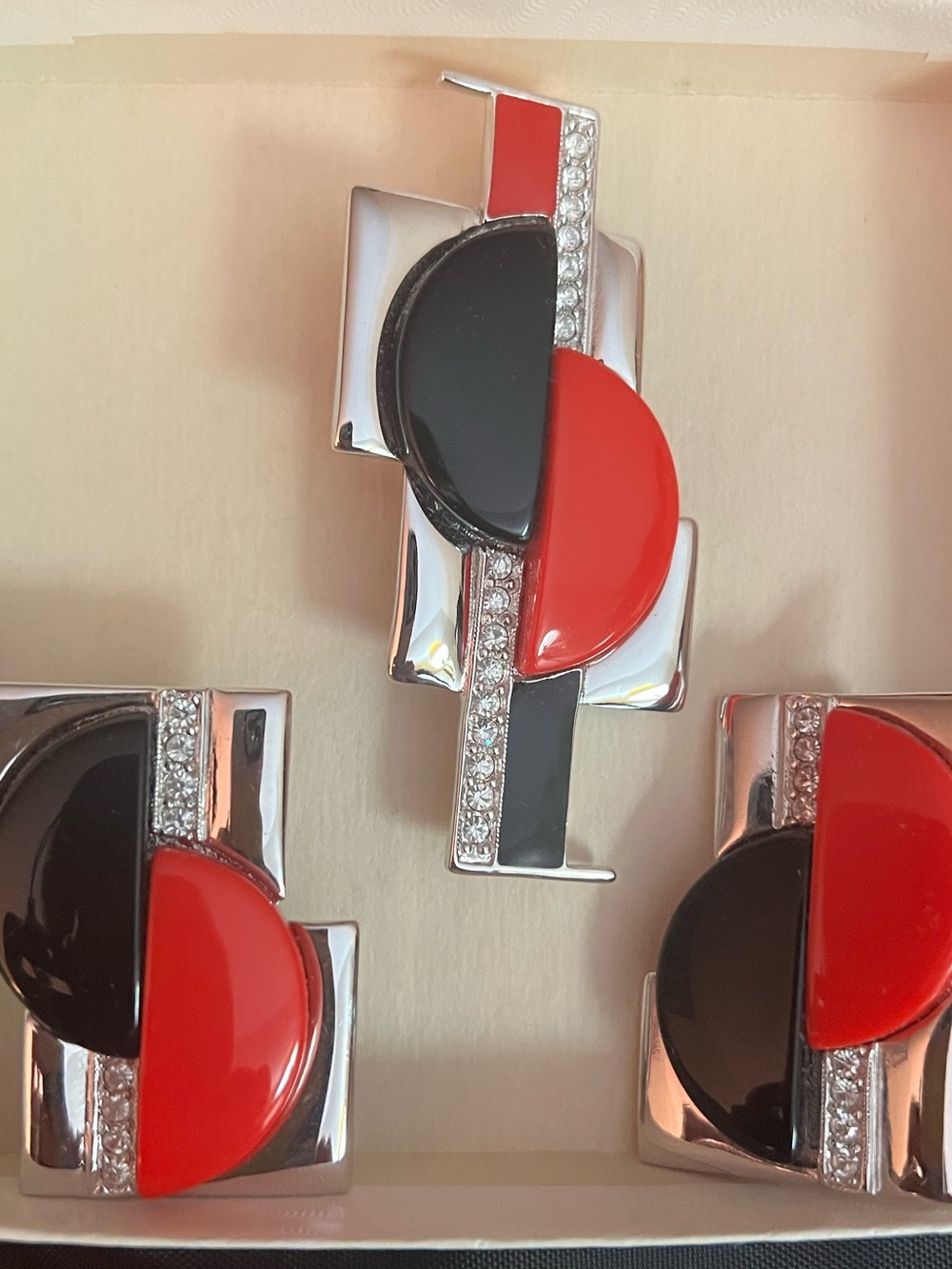 Art Deco 89 Gérard Sandoz Semaphore Brooch and Earrings Set